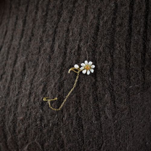 fig 3. Antique Citrine and Pearl 14ct 14K Gold Flower Brooch Pin