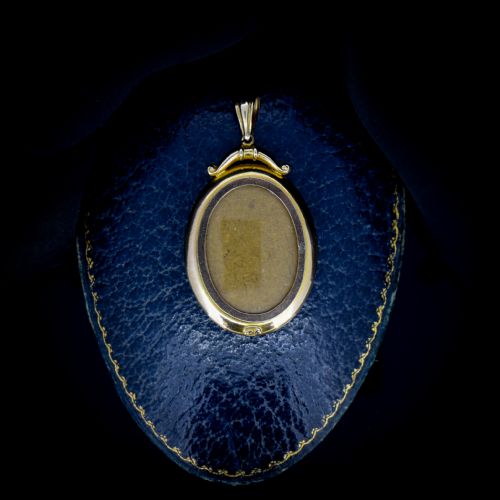 Antique Edwardian Oval Glass 9ct 9k Gold Photo Locket Pendant