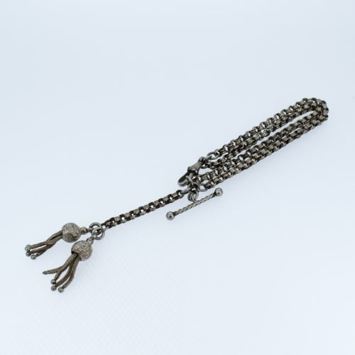 fig 1. Antique Sterling Silver Albertina Albert Watch Chain Bracelet with Tassel | Victorian