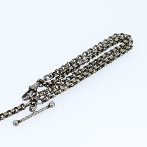 fig 2. Antique Sterling Silver Albertina Albert Watch Chain Bracelet with Tassel | Victorian