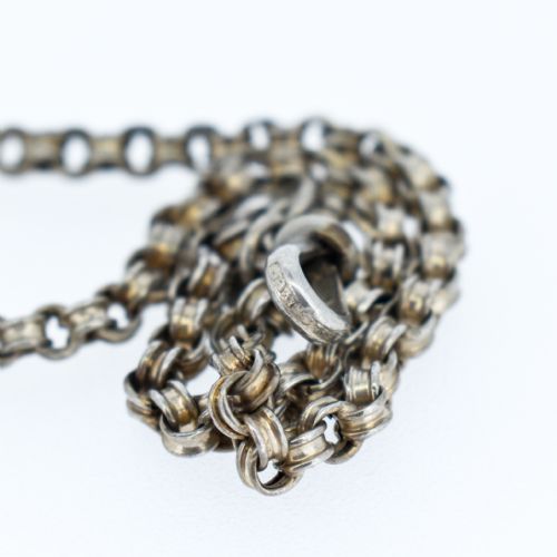 fig 4. Antique Sterling Silver Albertina Albert Watch Chain Bracelet with Tassel | Victorian