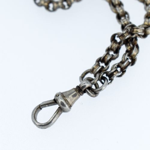 fig 5. Antique Sterling Silver Albertina Albert Watch Chain Bracelet with Tassel | Victorian