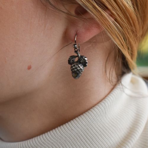 fig 3. Antique Victorian Sterling Silver Acorn Drop Dangle Earrings | Circa.1880