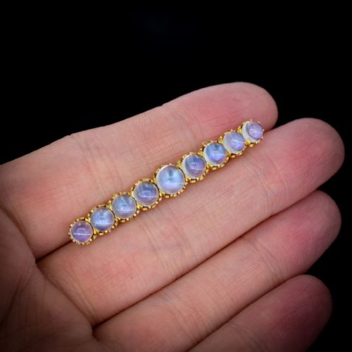 fig 3. Antique Victorian Moonstone 9K 9ct Yellow Gold Bar Line Brooch Pin