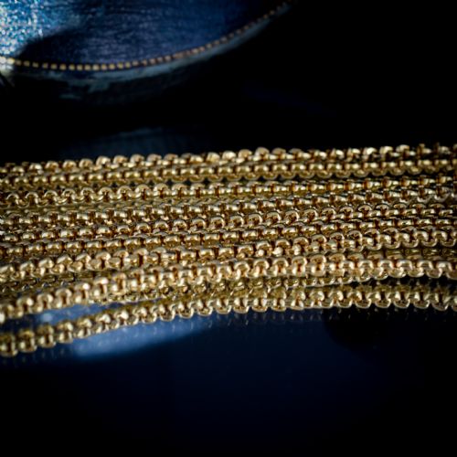 fig 3. Antique Victorian Long Rolled Gold Faceted Guard Muff Chain Necklace | 50