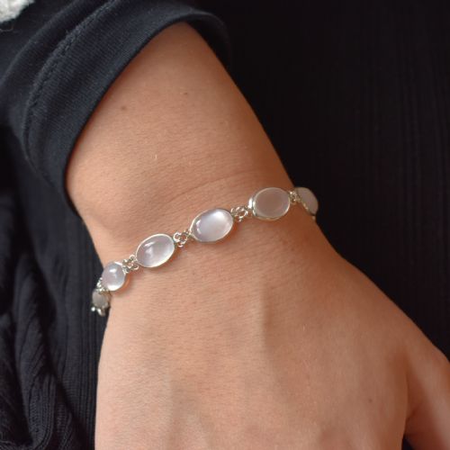 fig 3. Vintage Cabochon Moonstone Sterling Silver Line Bracelet | 7