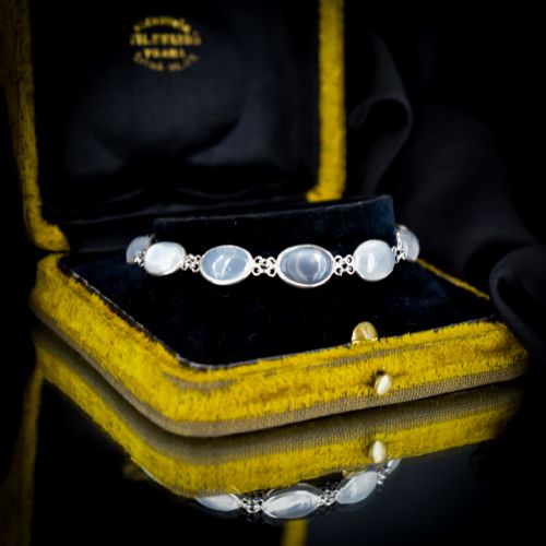 fig 4. Vintage Cabochon Moonstone Sterling Silver Line Bracelet | 7