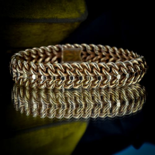 fig 4. Vintage Double Curb Link Gold Fix Cuff Bracelet Bangle | Antique