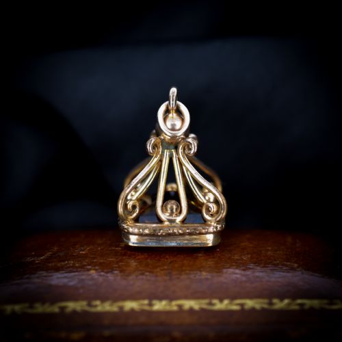 Antique Citrine Paste Gold Cased Large Ornate Fob Seal Pendant | Victorian