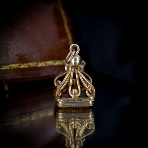 fig 4. Antique Citrine Paste Gold Cased Large Ornate Fob Seal Pendant | Victorian