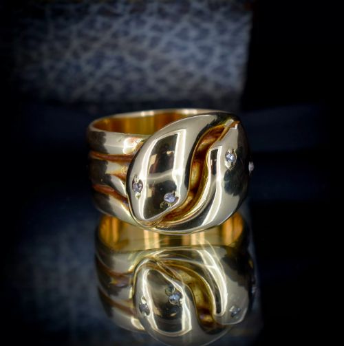 Antique Victorian Diamond Double Snake Serpent 18ct 18k Yellow Gold Band Ring (19.1 Grams)