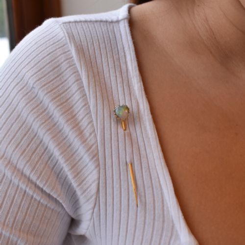 fig 3. Boxed Antique Natural Opal Heart 15ct 15K Yellow Gold Stick Pin Brooch | Victorian Edwardian