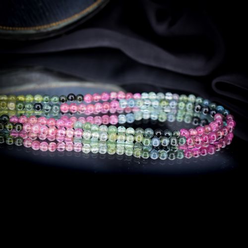 fig 4. Vintage Tourmaline Gemstone Beaded Necklace with Silver Clasp | Art Deco