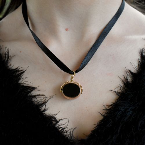 fig 2. Antique Carnelian & Bloodstone Agate 9ct 9K Gold Spinning Fob Pendant | Birmingham 1910