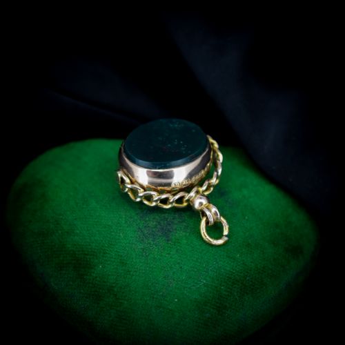 fig 3. Antique Carnelian & Bloodstone Agate 9ct 9K Gold Spinning Fob Pendant | Birmingham 1910