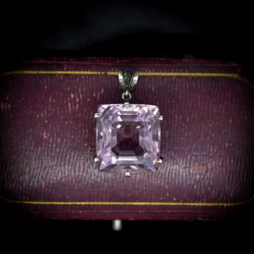 fig 1. Art Deco Large Amethyst Sterling Silver Pendant | Antique