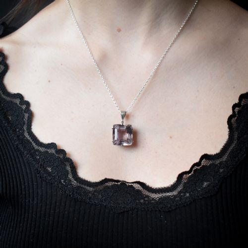 fig 2. Art Deco Large Amethyst Sterling Silver Pendant | Antique