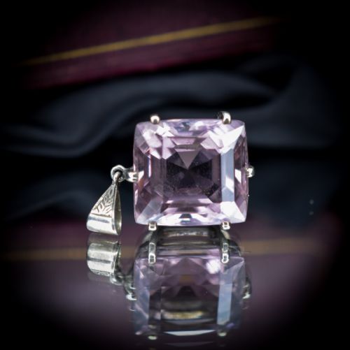 fig 3. Art Deco Large Amethyst Sterling Silver Pendant | Antique