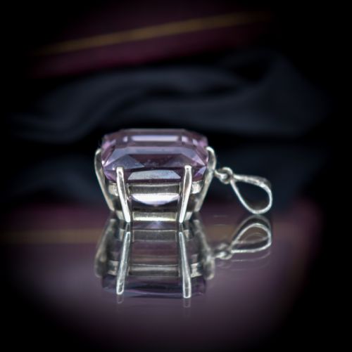 fig 4. Art Deco Large Amethyst Sterling Silver Pendant | Antique