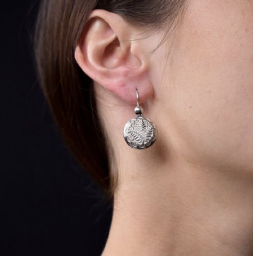 Antique Victorian Silver Fern Leaf Aesthetic Drop Dangle Earrings