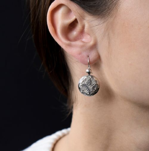 fig 3. Antique Victorian Silver Fern Leaf Aesthetic Drop Dangle Earrings