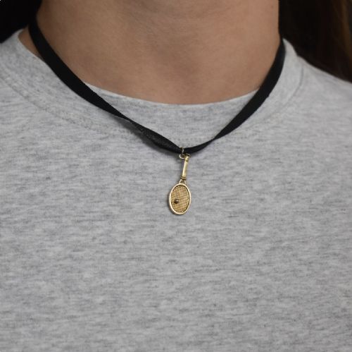 fig 1. Vintage Tennis Racket 9ct 9K Gold Charm Pendant