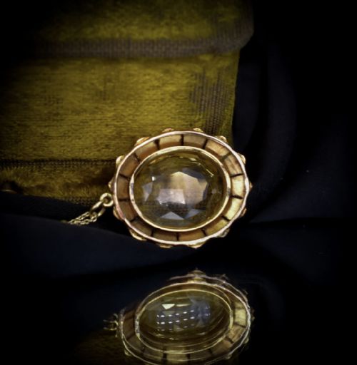 fig 1. Antique Victorian Citrine Oval 15ct 15k Yellow Gold Pendant and Chain Necklace