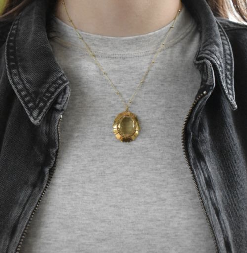 fig 4. Antique Victorian Citrine Oval 15ct 15k Yellow Gold Pendant and Chain Necklace