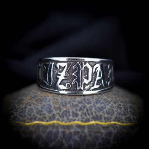 Antique Mizpah Sterling Silver Chunky Band Ring
