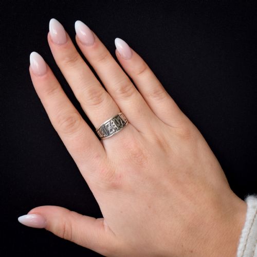 fig 1. Antique Mizpah Sterling Silver Chunky Band Ring