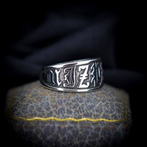 fig 2. Antique Mizpah Sterling Silver Chunky Band Ring