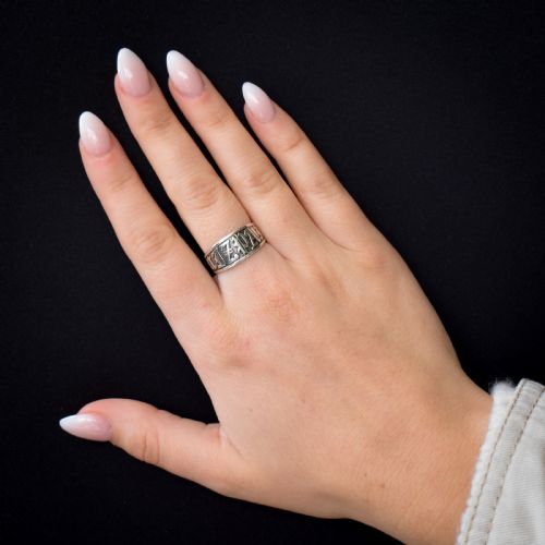 fig 3. Antique Mizpah Sterling Silver Chunky Band Ring