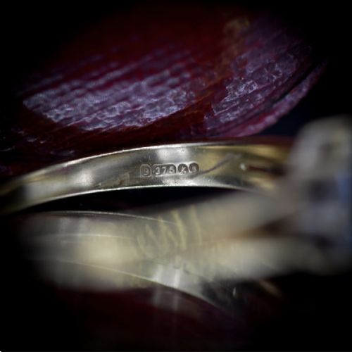 fig 3. Vintage Synthetic Ruby Flower Cluster Halo 9ct 9K Yellow Gold Ring - Dated 1965