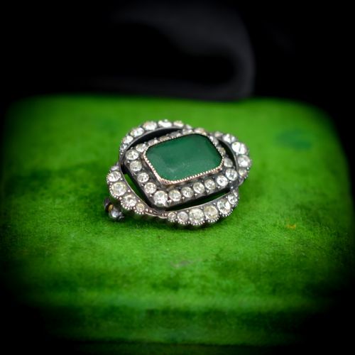 fig 2. Antique Green Paste Sterling Silver Brooch Pin | Victorian