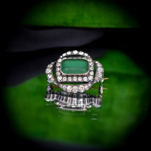 fig 4. Antique Green Paste Sterling Silver Brooch Pin | Victorian