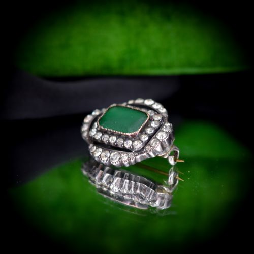 fig 5. Antique Green Paste Sterling Silver Brooch Pin | Victorian