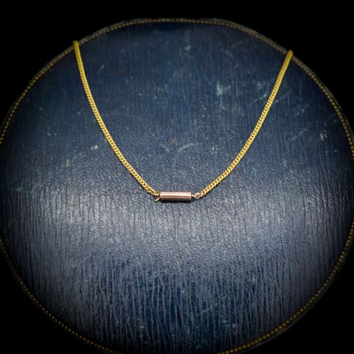 fig 2. Antique Victorian Short Curb Gold Chain Necklace with Barrel Clasp | 13