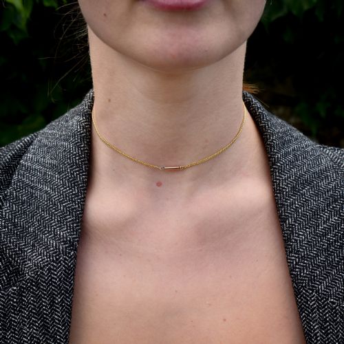 fig 3. Antique Victorian Short Curb Gold Chain Necklace with Barrel Clasp | 13