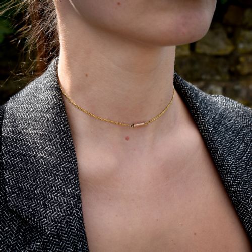 fig 5. Antique Victorian Short Curb Gold Chain Necklace with Barrel Clasp | 13