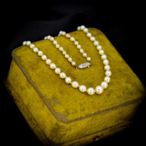 fig 2. Antique Natural Pearl Diamond 18ct Gold Strand Necklace