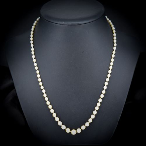 fig 4. Antique Natural Pearl Diamond 18ct Gold Strand Necklace