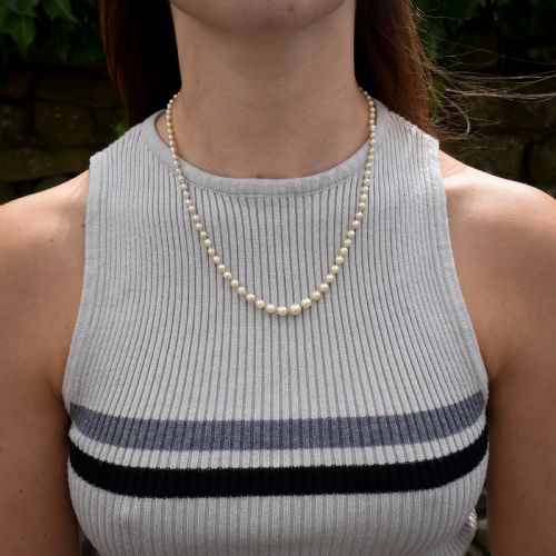 fig 5. Antique Natural Pearl Diamond 18ct Gold Strand Necklace