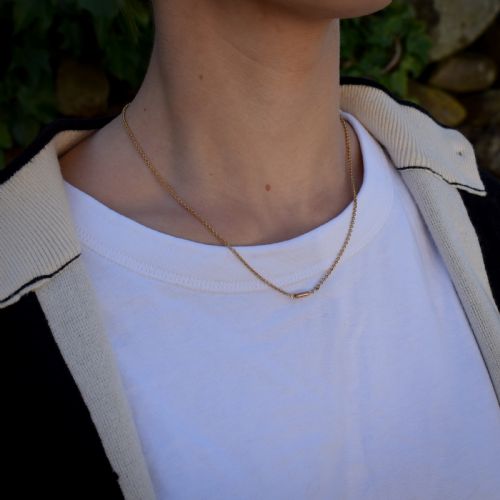 fig 5. Antique Victorian Short Gold Chain Necklace with Barrel Clasp | 17.5