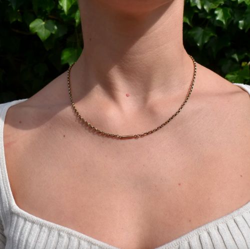 fig 1. Antique Victorian Short Rolled Gold Belcher Chain Necklace | 17.5