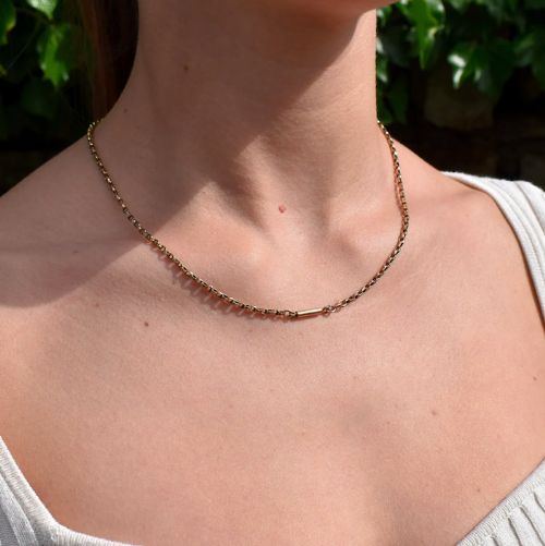 fig 2. Antique Victorian Short Rolled Gold Belcher Chain Necklace | 17.5