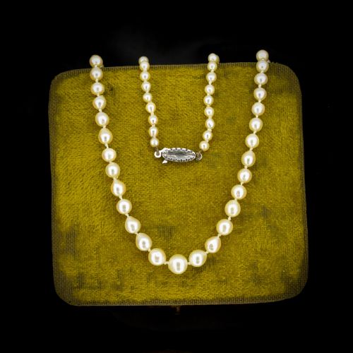Antique Pearl Silver Strand Necklace