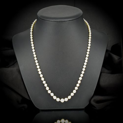 fig 3. Antique Pearl Silver Strand Necklace