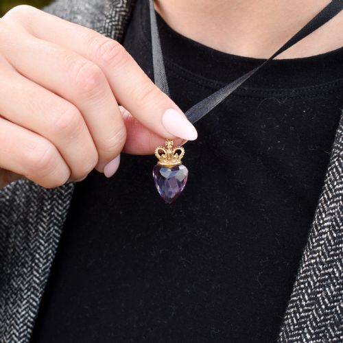 fig 1. Vintage Amethyst Heart Crown Gold Charm Pendant