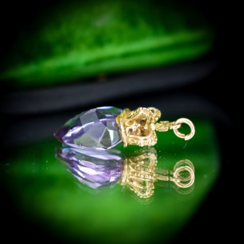 fig 4. Vintage Amethyst Heart Crown Gold Charm Pendant