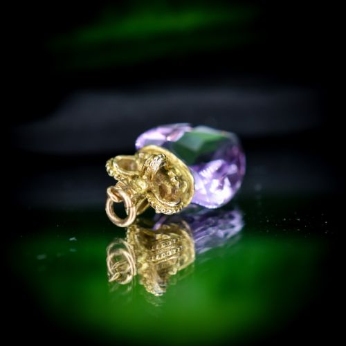 fig 5. Vintage Amethyst Heart Crown Gold Charm Pendant